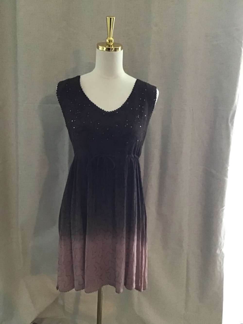 raya sun Brown to Mauve Ombre Sleeveless V-Neck Mini Dress